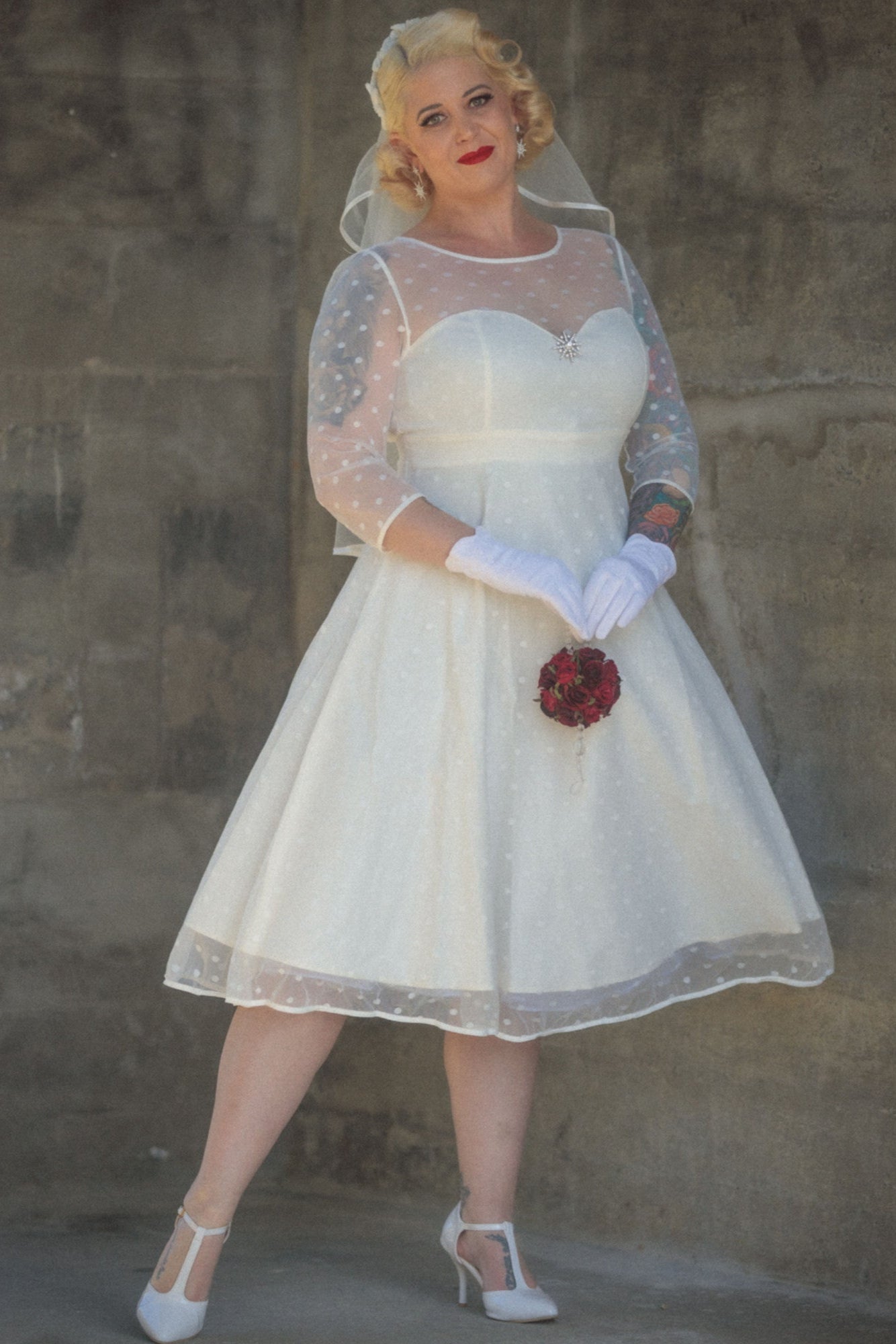 Madeline Polka Dot Mesh Bridal Dress
