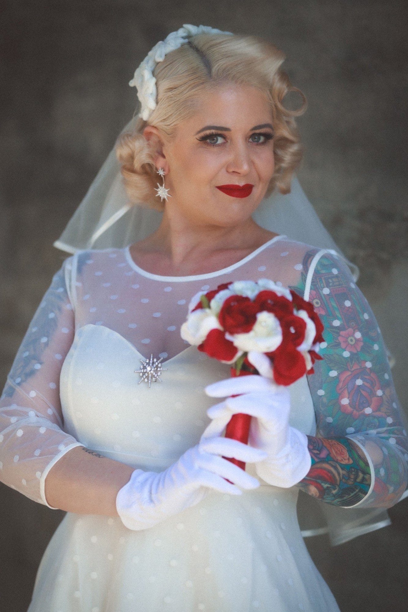 Madeline Polka Dot Mesh Bridal Dress