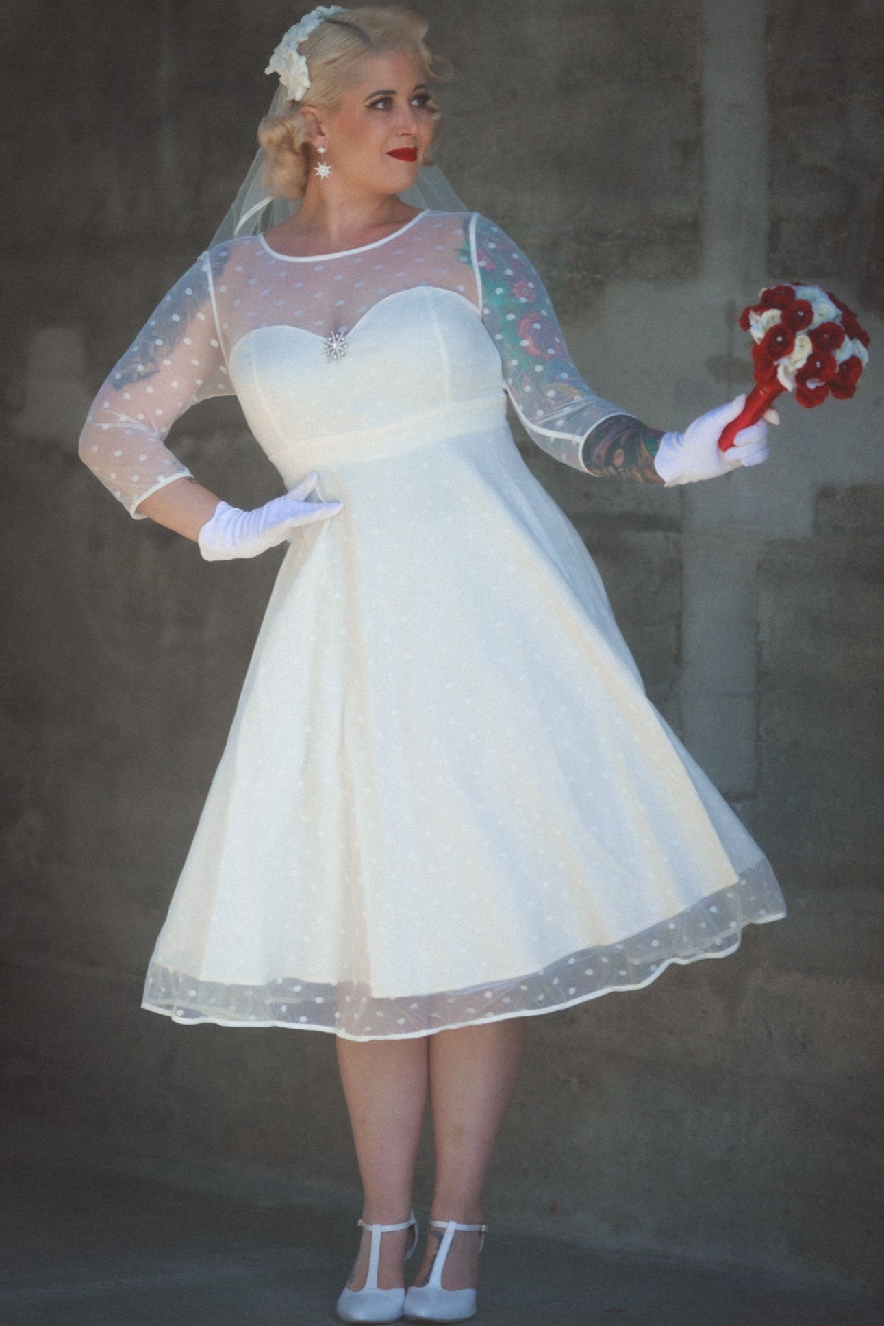 Madeline Polka Dot Mesh Bridal Dress