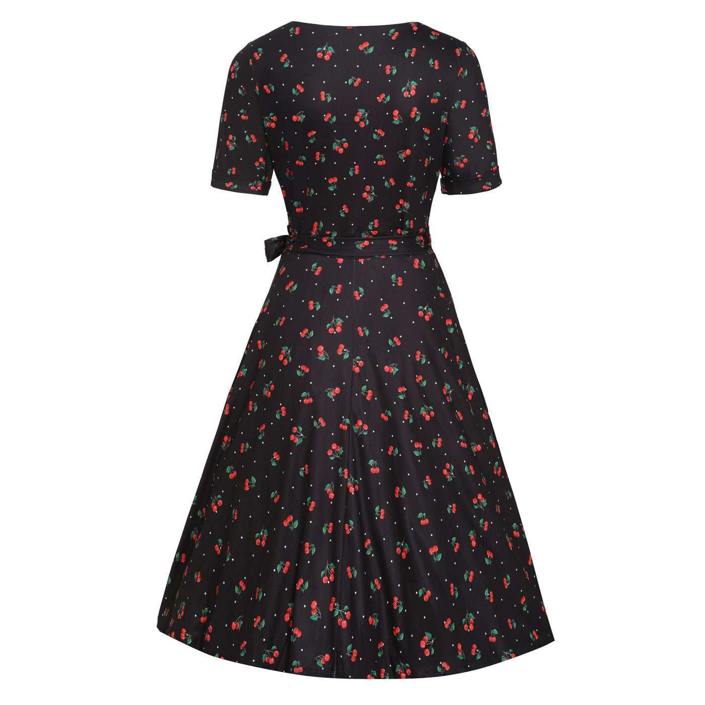 Matilda Black Cherry Print Knit Wrap Dress
