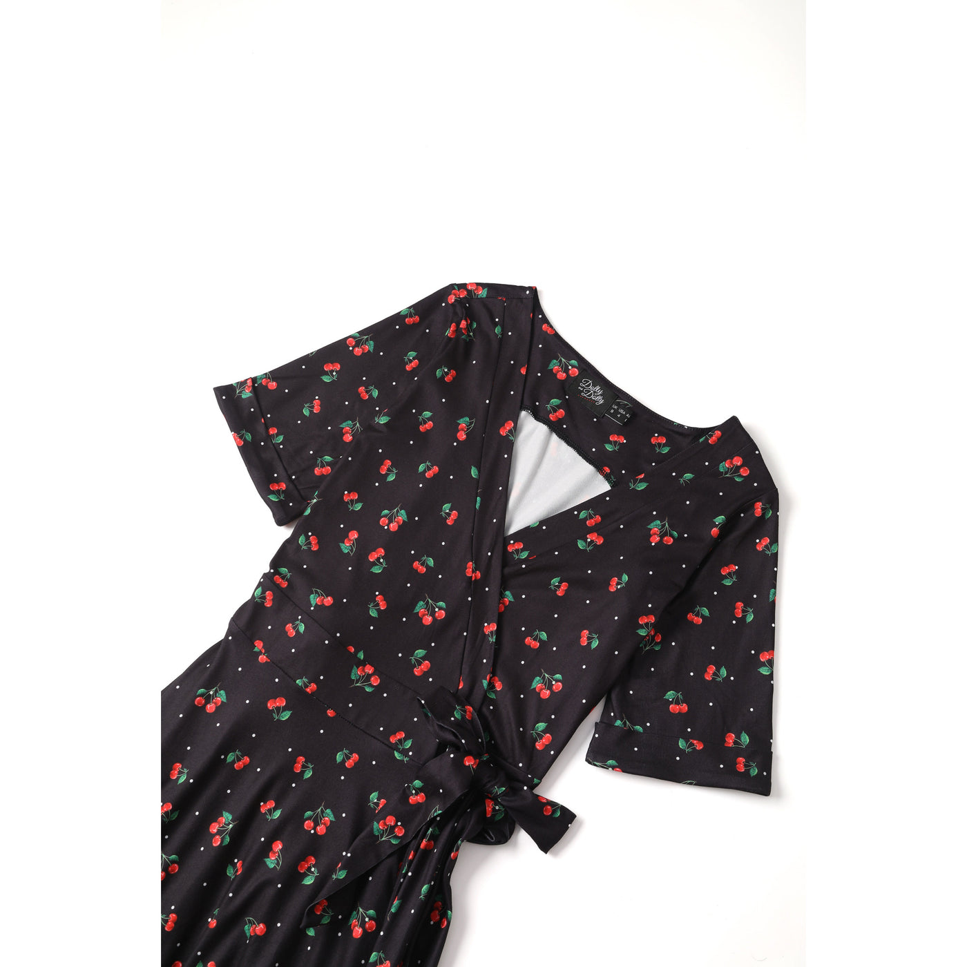 Matilda Black Cherry Print Knit Wrap Dress