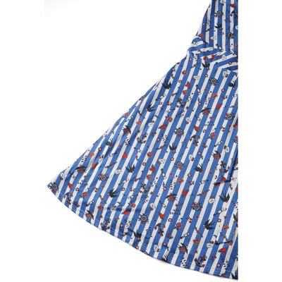 EU Stock-Matilda Blue and Stripe Knit Wrap Dress