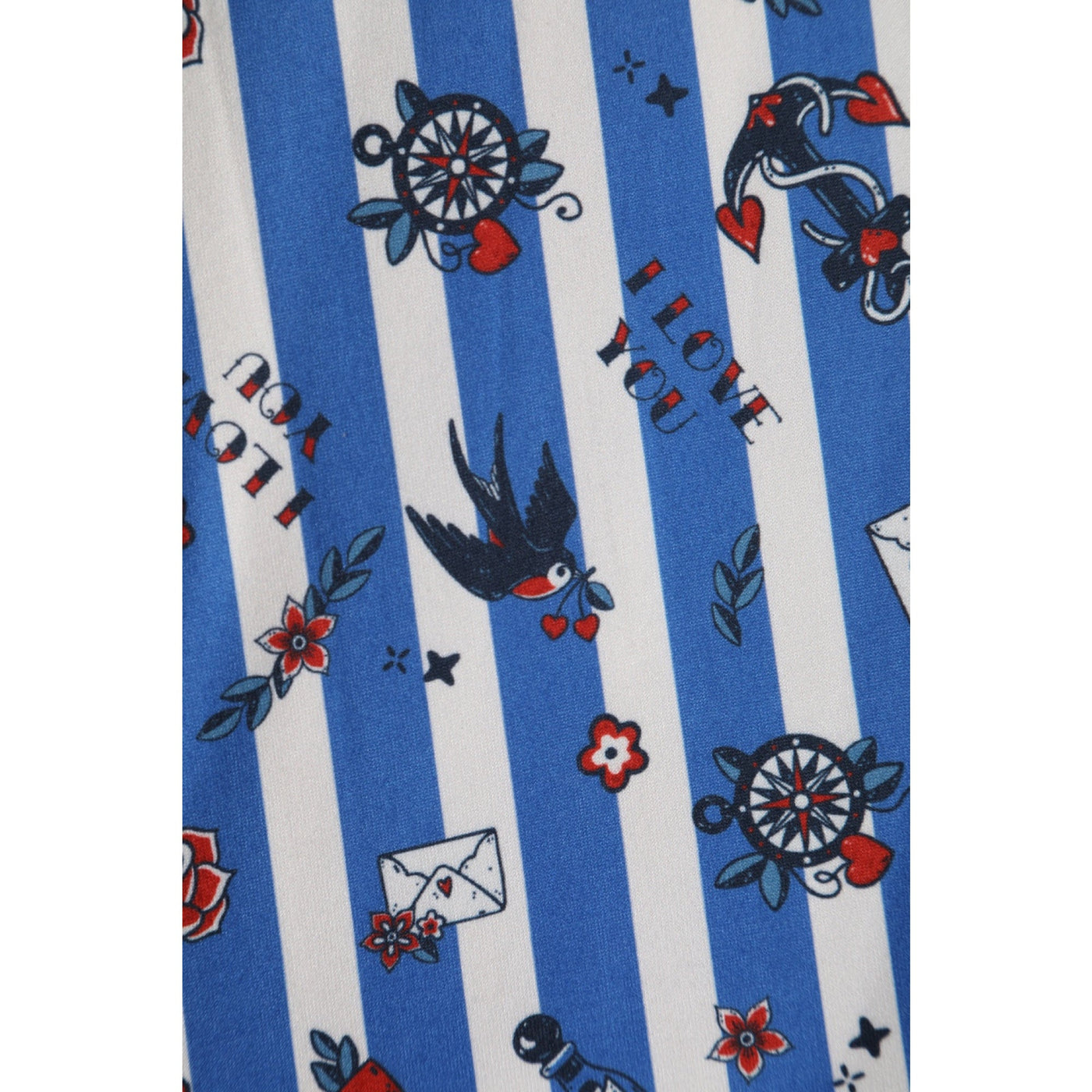 EU Stock-Matilda Blue and Stripe Knit Wrap Dress