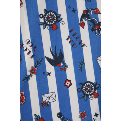 EU Stock-Matilda Blue and Stripe Knit Wrap Dress