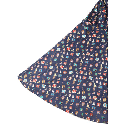 PRE ORDER Matilda Navy Blue & Quirky Dog Frame Print Print Knit Wrap Dress