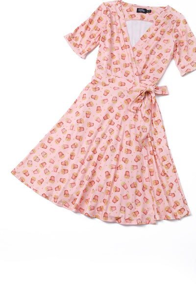 Matilda Light Pink Popcorn Print Wrap Dress