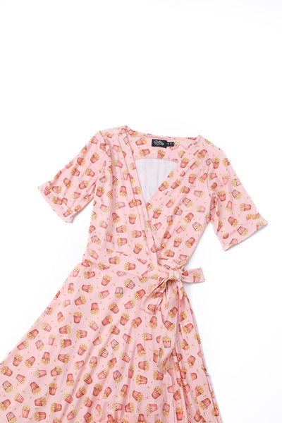Matilda Light Pink Popcorn Print Wrap Dress