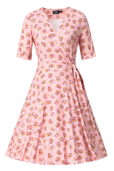 Matilda Light Pink Popcorn Print Wrap Dress
