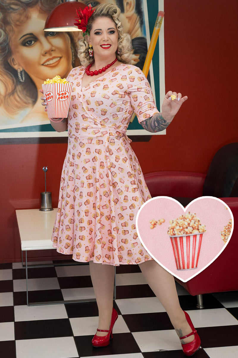Matilda Light Pink Popcorn Print Wrap Dress