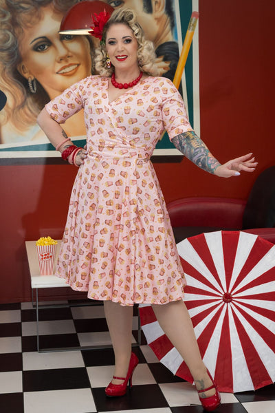 Matilda Light Pink Popcorn Print Wrap Dress