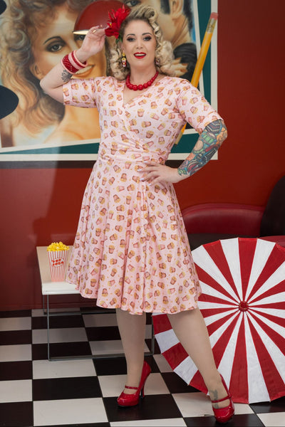 Matilda Light Pink Popcorn Print Wrap Dress