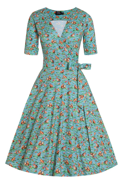 Matilda Capybara Blue Wrap Dress