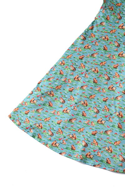 Matilda Capybara Blue Wrap Dress