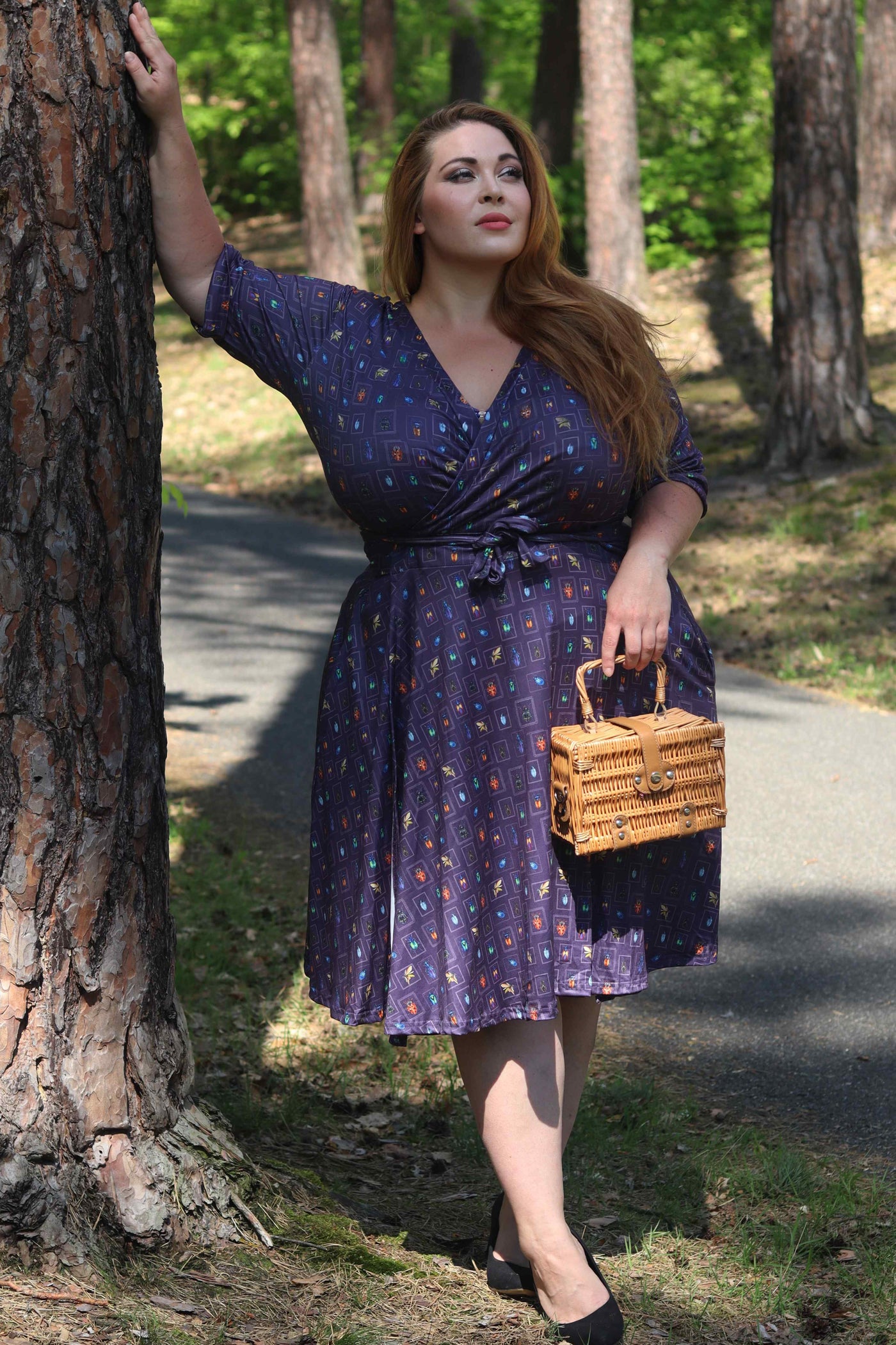 Matilda Navy Blue Bug Collection Print Wrap Dress