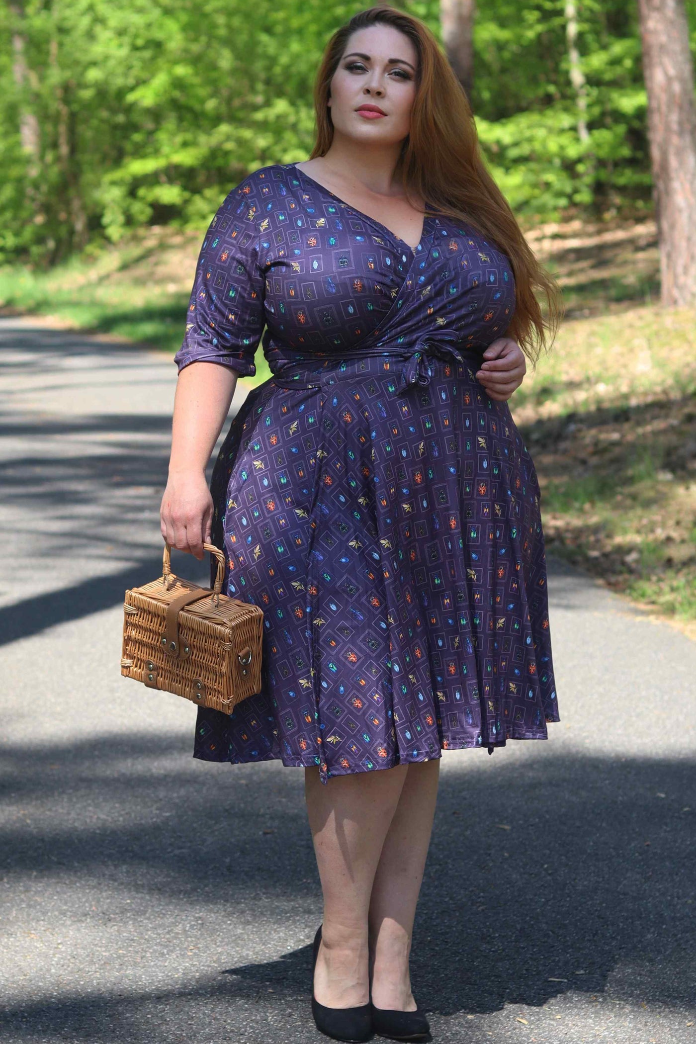 Matilda Navy Blue Bug Collection Print Wrap Dress