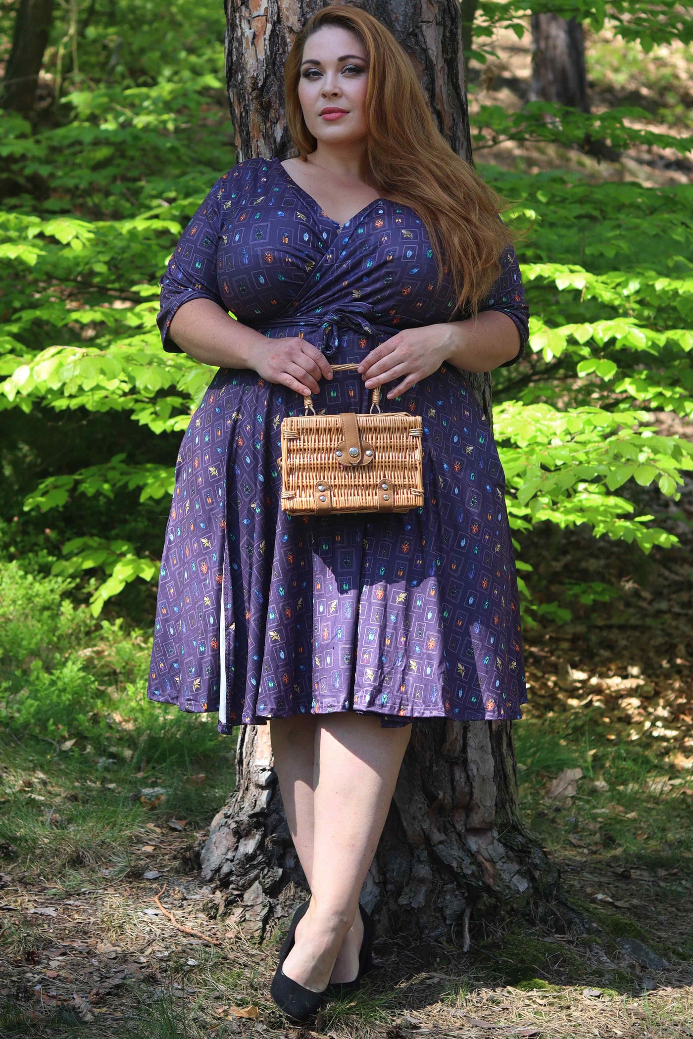 Matilda Navy Blue Bug Collection Print Wrap Dress
