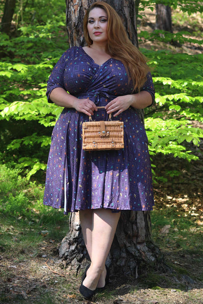 Matilda Navy Blue Bug Collection Print Wrap Dress