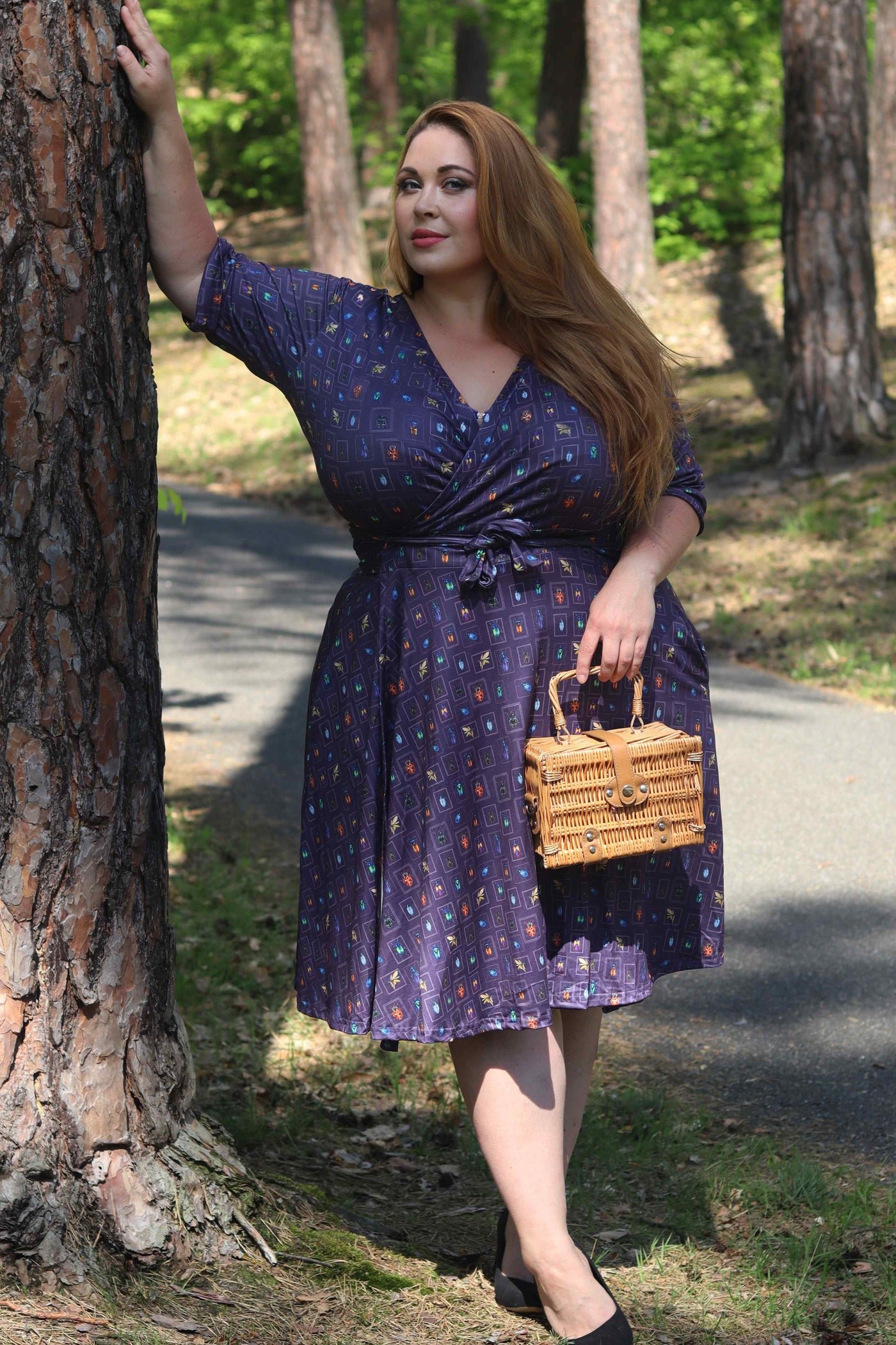 Matilda Navy Blue Bug Collection Print Wrap Dress