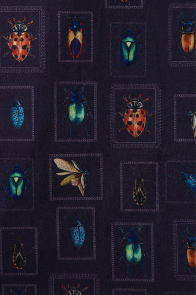 Matilda Navy Blue Bug Collection Print Wrap Dress