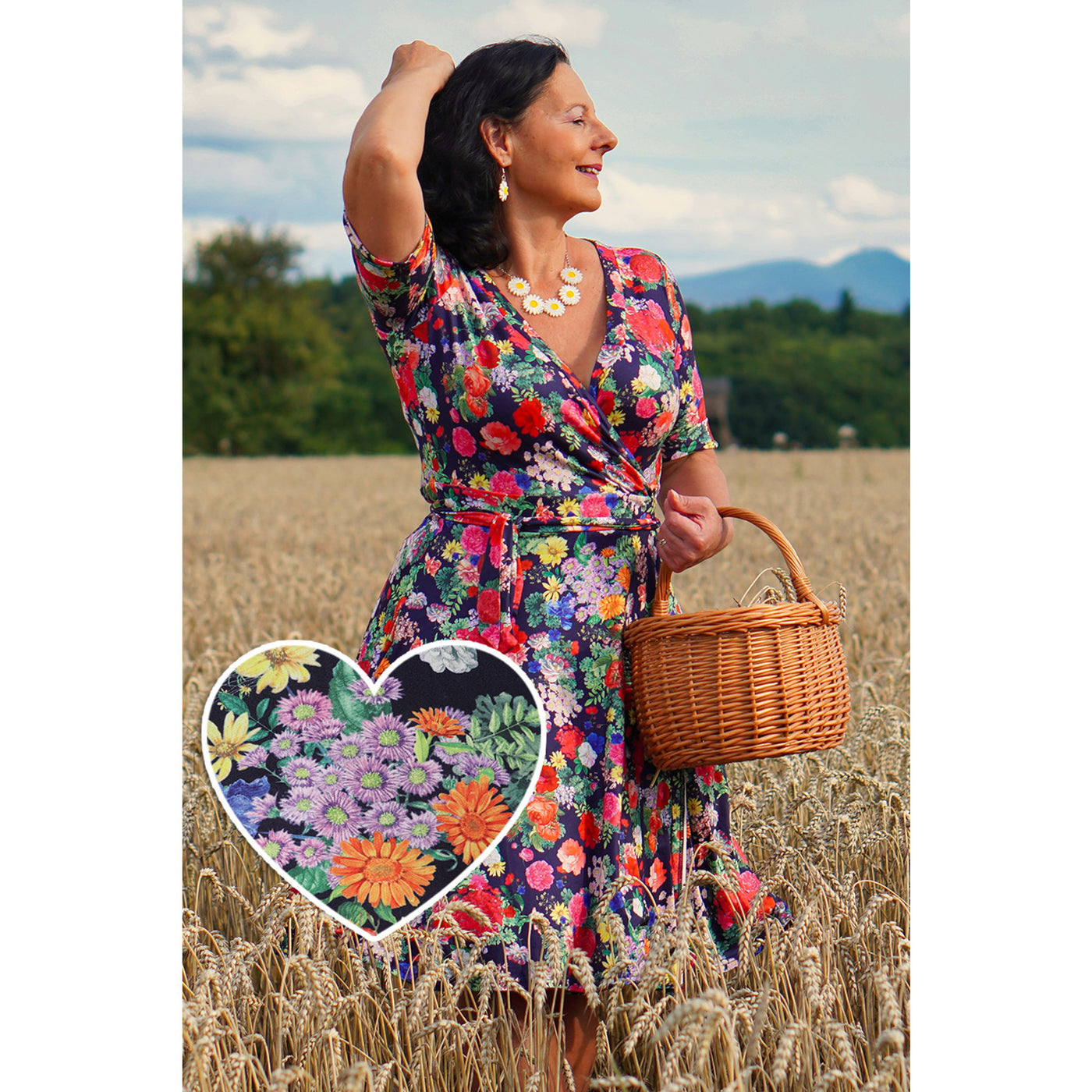 EU Stock-Matilda Midnight Garden Knit Wrap Dress