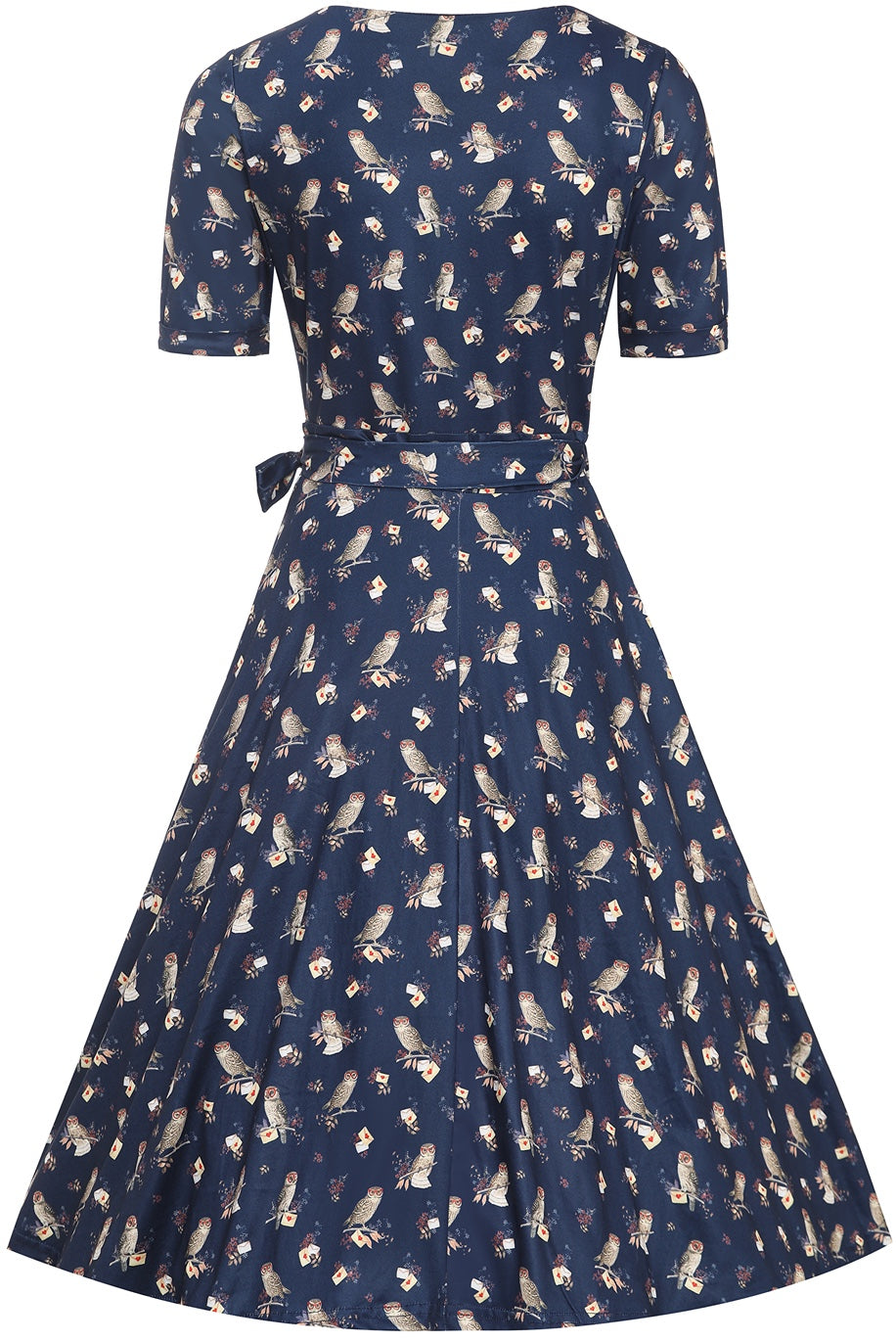 Matilda Navy Blue Owl Knit Wrap Dress