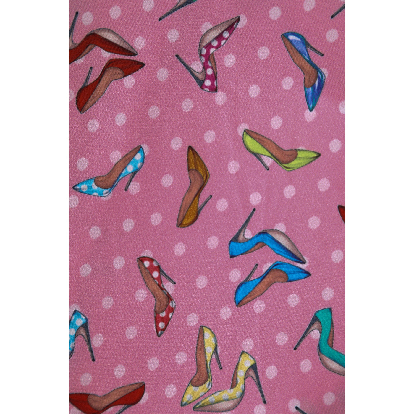 PRE ORDER Matilda Cream Pink in Colourful Heels & White Polka Print Wrap Dress