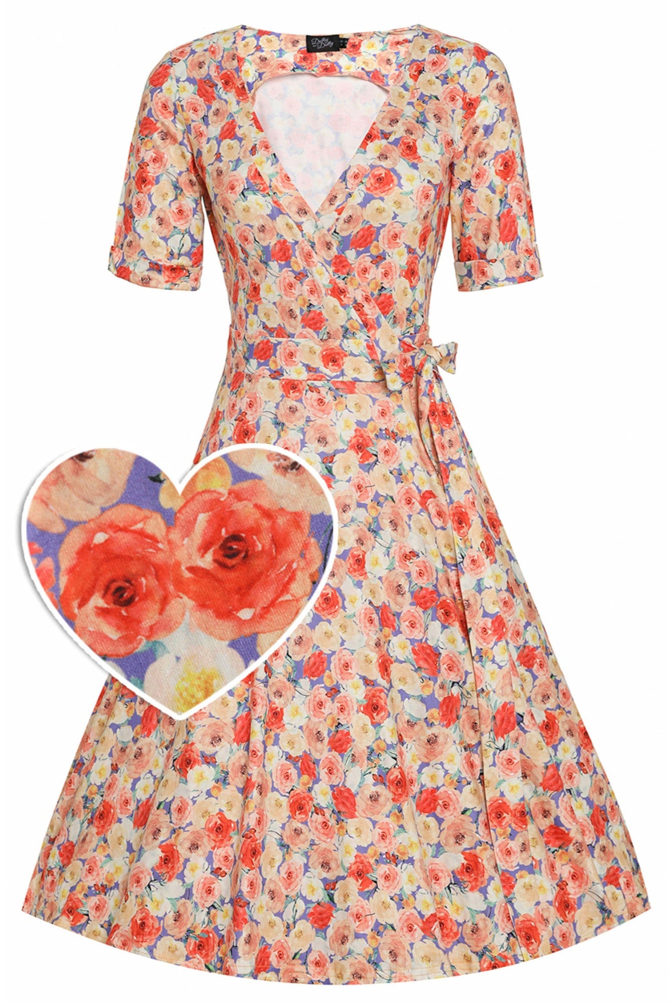 Matilda White Colorful Roses Knit Wrap Dress