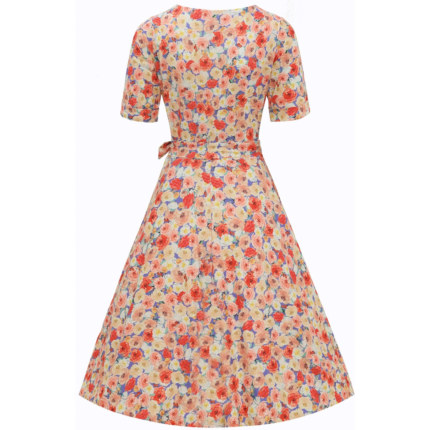 Matilda White Colorful Roses Knit Wrap Dress