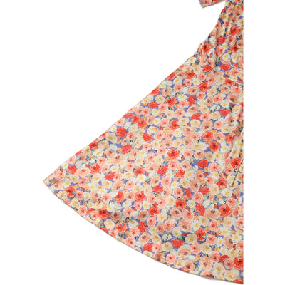 Matilda White Colorful Roses Knit Wrap Dress