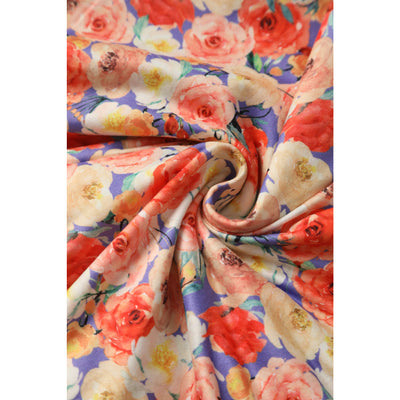 Matilda White Colorful Roses Knit Wrap Dress