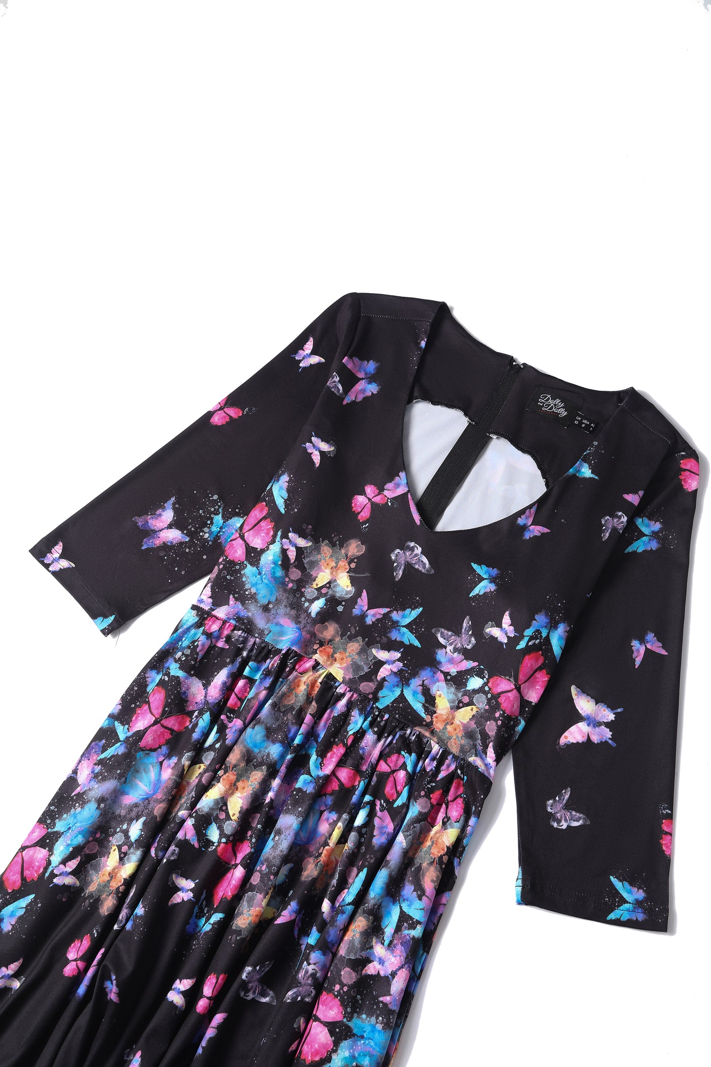 EU STOCK Billie Black Butterfly Print Casual Knit Dress