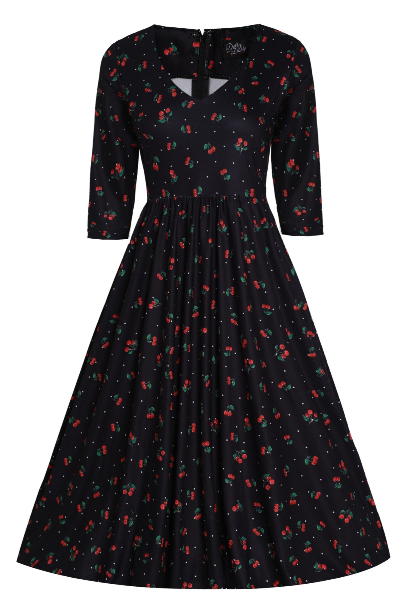 PRE ORDER Billie Long Sleeved Black Cherry Print Dress