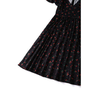 PRE ORDER Billie Long Sleeved Black Cherry Print Dress