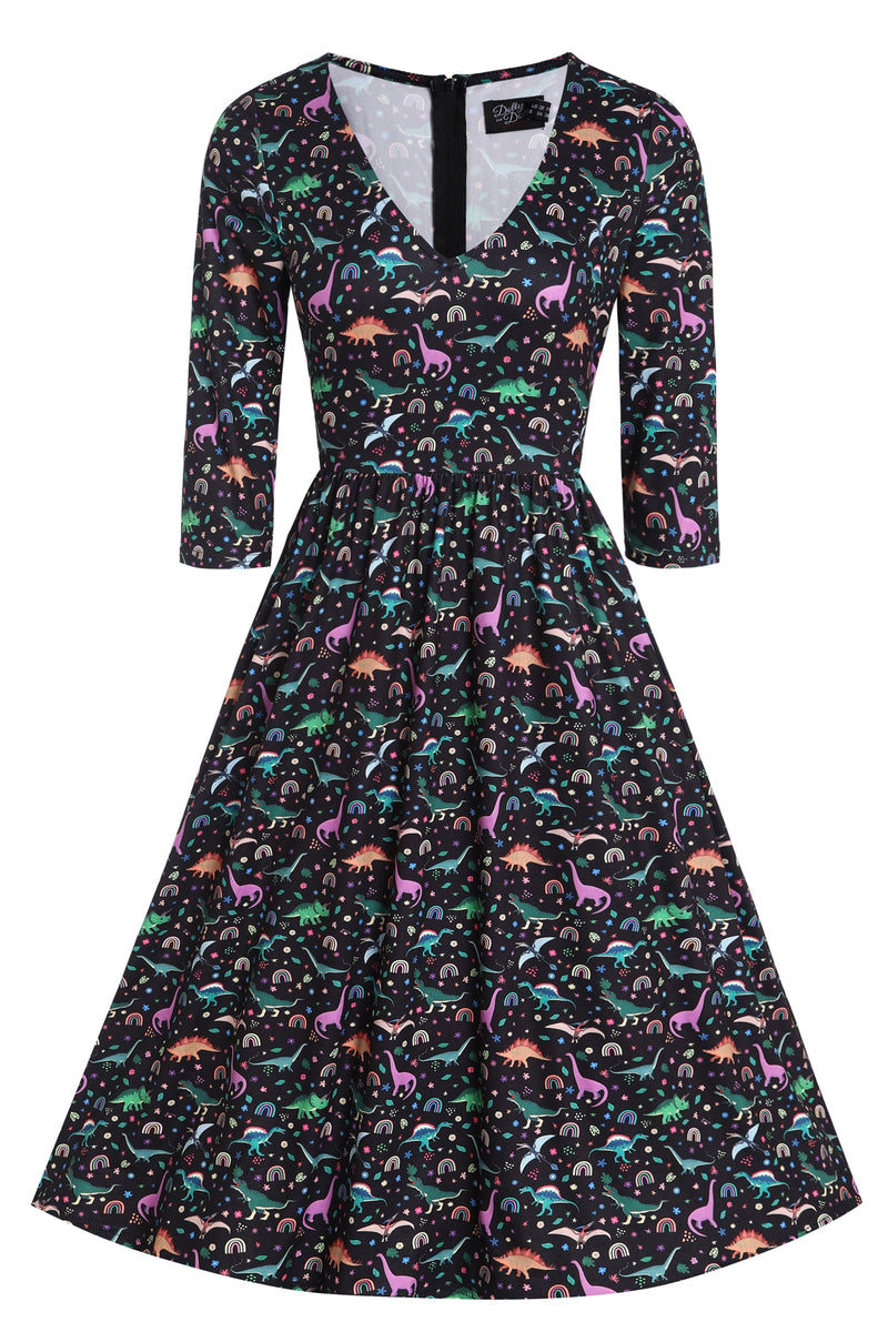 PRE ORDER Billie Dinosaur & Rainbow Long Sleeved Dress