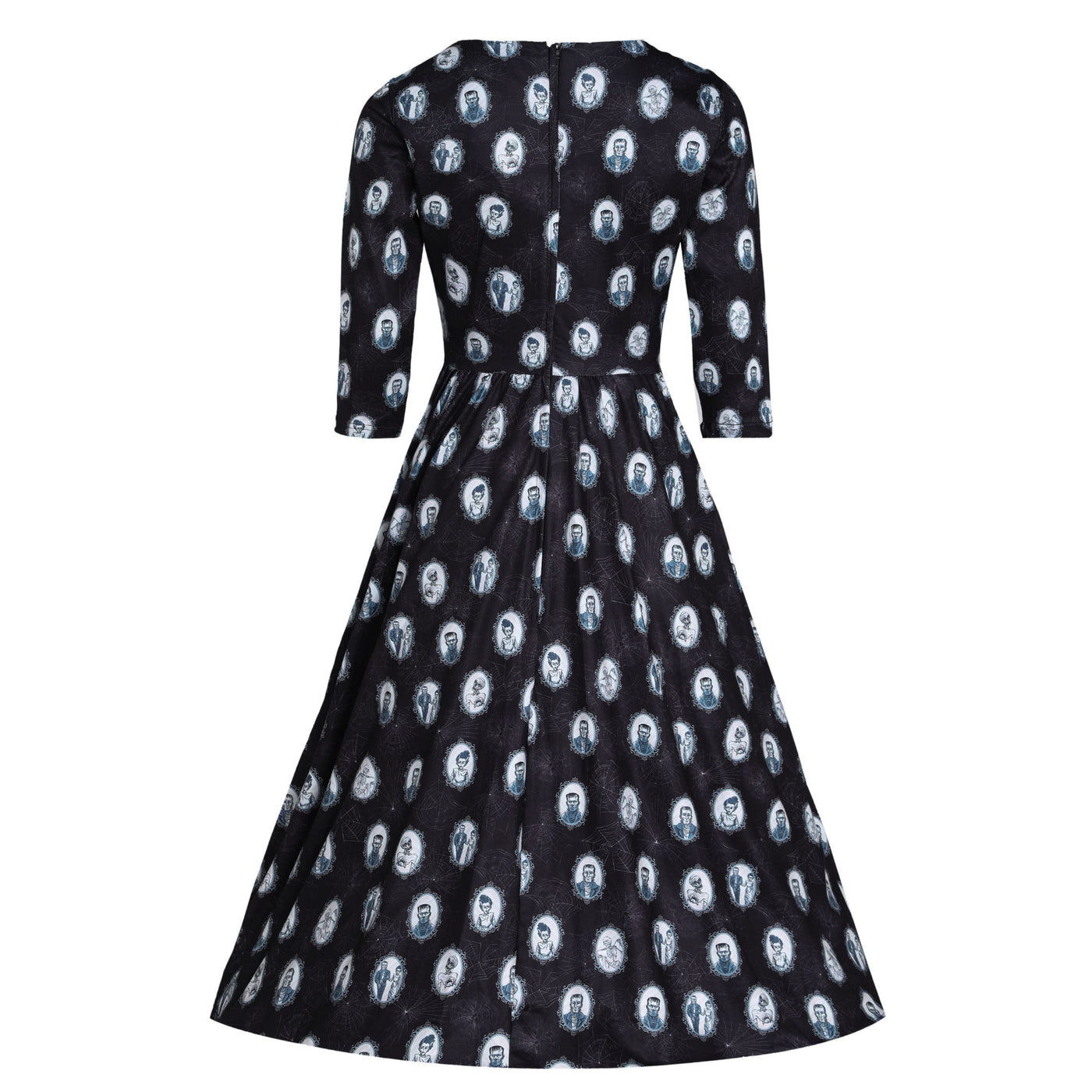 Billie Long Sleeved Black Frankenstein Print Dress