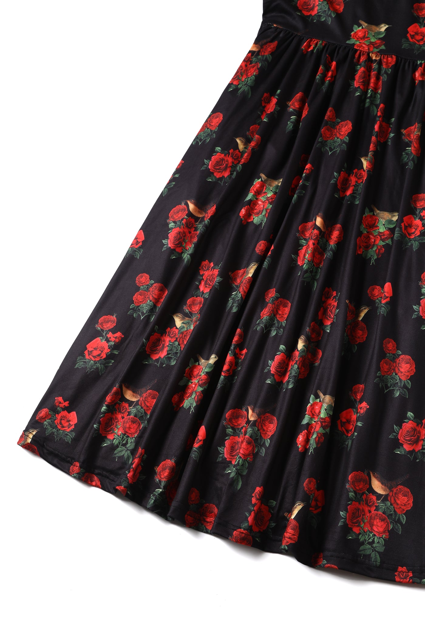 Billie Long Sleeved Dress in Black & Red Rose Print