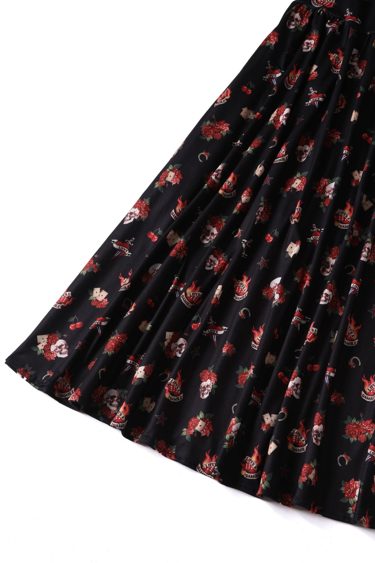 Billie Long Sleeved Black Skull & Rose Print Dress