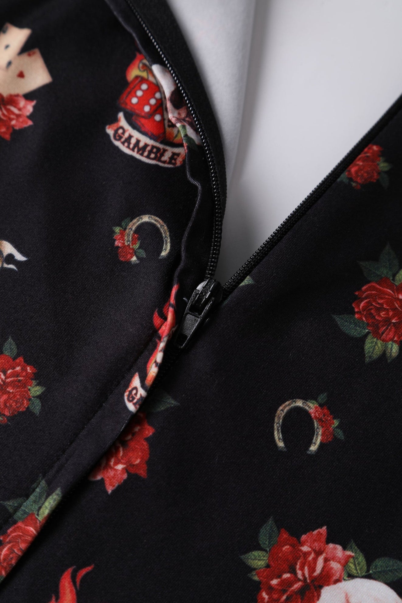 Billie Long Sleeved Black Skull & Rose Print Dress