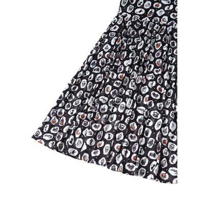 Billie Spooky Halloween Print in Black Long Sleeved Dress