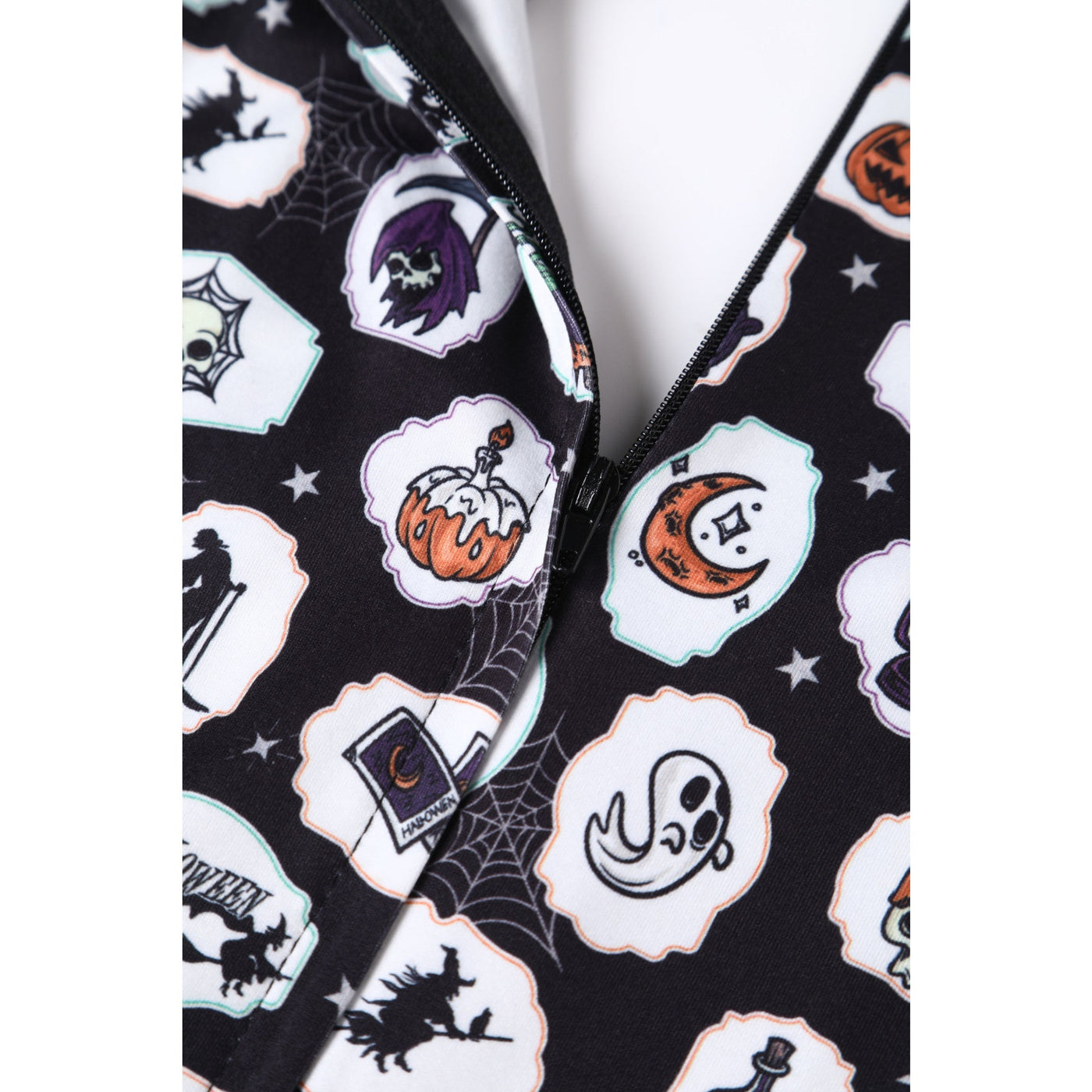 PRE ORDER Billie Spooky Halloween Print in Black Long Sleeved Dress