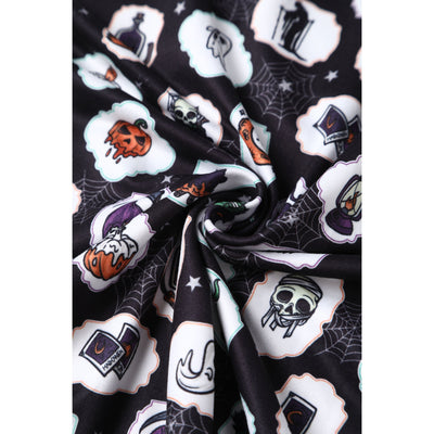 PRE ORDER Billie Spooky Halloween Print in Black Long Sleeved Dress