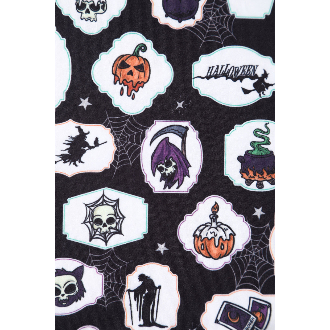 Billie Spooky Halloween Print in Black Long Sleeved Dress