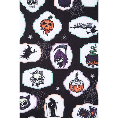 Billie Spooky Halloween Print in Black Long Sleeved Dress