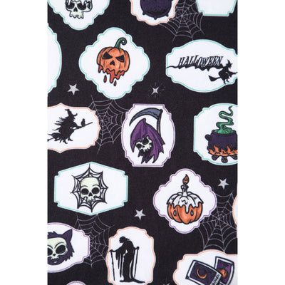 PRE ORDER Billie Spooky Halloween Print in Black Long Sleeved Dress