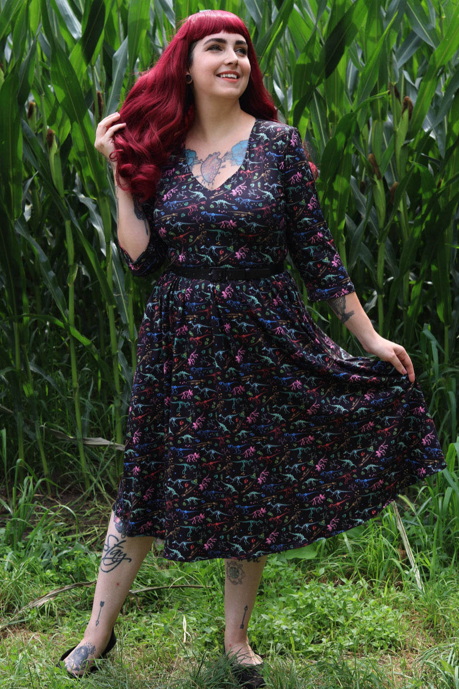 PRE ORDER Billie Black Dinosaur Fossil Dress