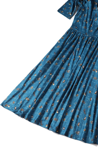 Billie Long Sleeved Blue Otter Family Dress