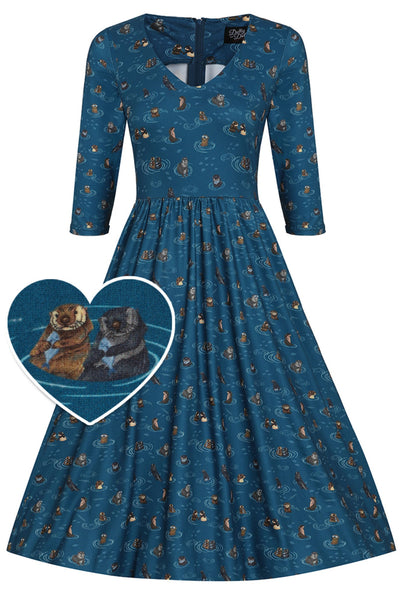 Billie Long Sleeved Blue Otter Family Dress