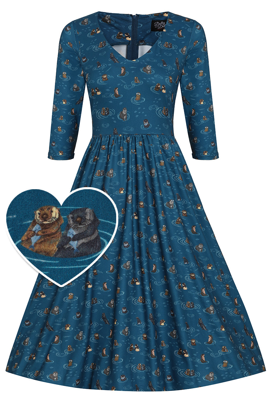 EU STOCK Billie Long Sleeved Blue Otter Family Dress
