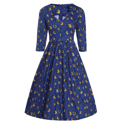 PRE ORDER Billie Blue Pinup Witch Long Sleeved Dress