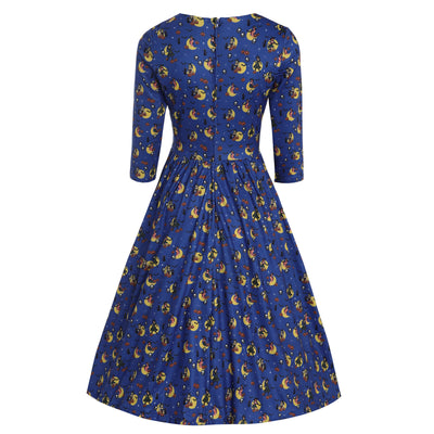 Billie Blue Pinup Witch Long Sleeved Dress